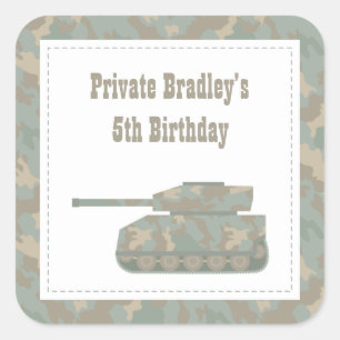 Sticker Carré Camouflage militaire Imprimer réservoir Armée fête
