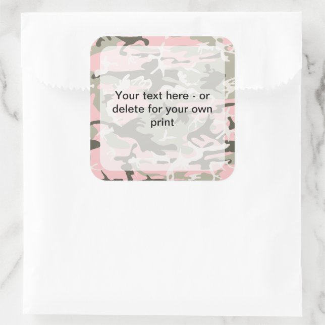 Sticker Carré Camouflage rose et vert, Militaire, Armée (Sac)