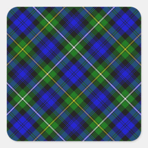 Sticker Carré Campbell tartan bleu vert plaid