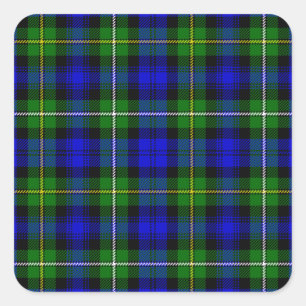 Sticker Carré Campbell tartan bleu vert plaid