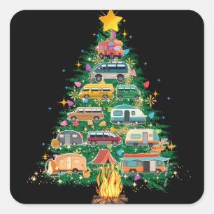 Sticker Carré Camper Christmas Tree Véhicules Camping Rving