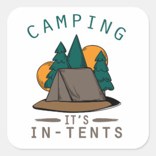Sticker Carré Camper Pun Camping C'est à Tentes Camp Out