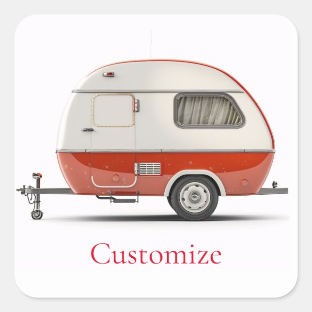 Sticker Carré Camper Teardrop Classic Retro Thunder_Cove (Devant)