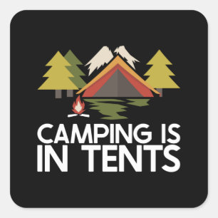 Sticker Carré Camping