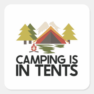 Sticker Carré Camping