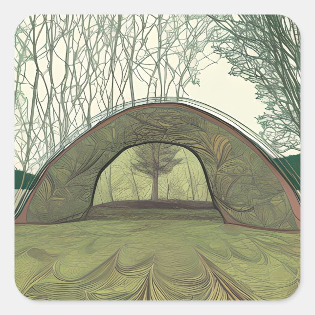 Sticker Carré Camping calme et paisible (Devant)