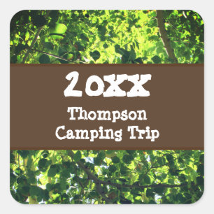 Sticker Carré Camping familial Voyage Green Summer Réunion Vacan