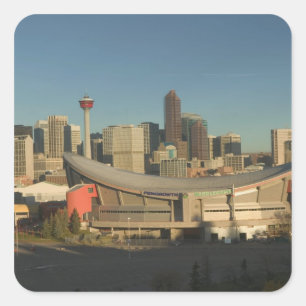 Sticker Carré Canada, Alberta, Calgary : Skyline de la ville dep