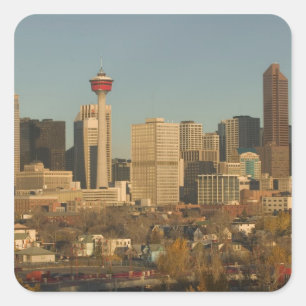 Sticker Carré Canada, Alberta, Calgary : Skyline de la ville vue