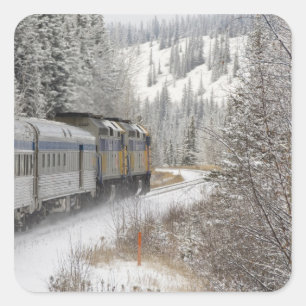 Sticker Carré Canada, Alberta. Train des neiges de VIA Rail entr