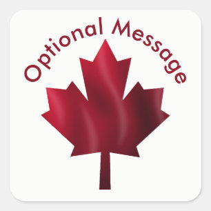Sticker Carré Canada Feuille d'érable rouge personnalisée