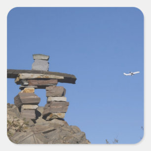 Sticker Carré Canada, Terre-Neuve, St. John's. Inukshuk (pour