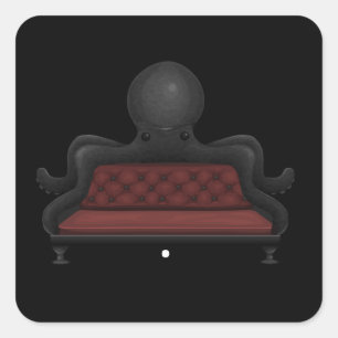 Sticker Carré Canapé de mobilier glacé rouge noir canapé pieuvre