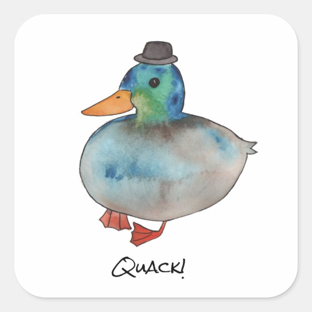 Sticker Carré Canard avec casquette (Devant)