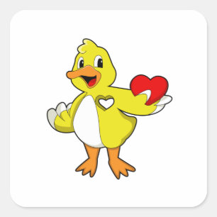 Sticker Carré Canard avec coeur