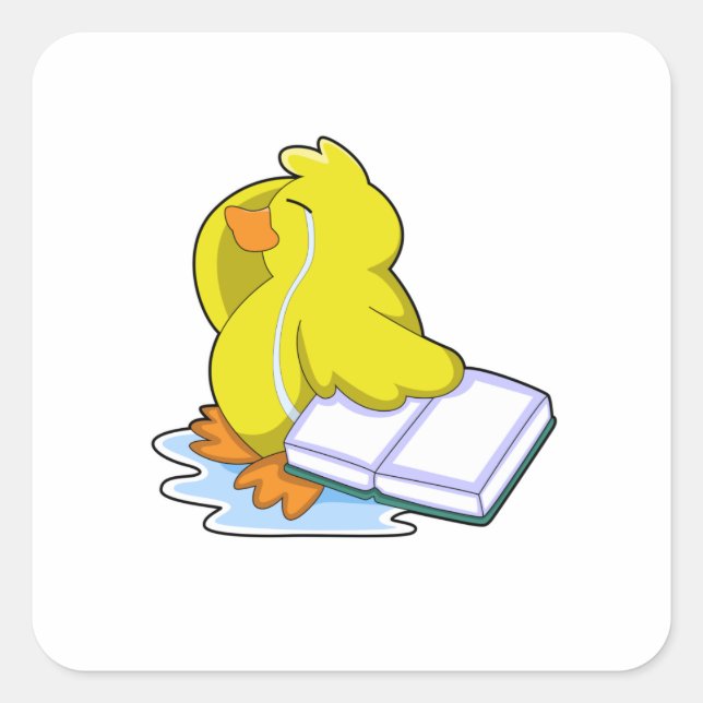 Sticker Carré Canard avec livre (Devant)
