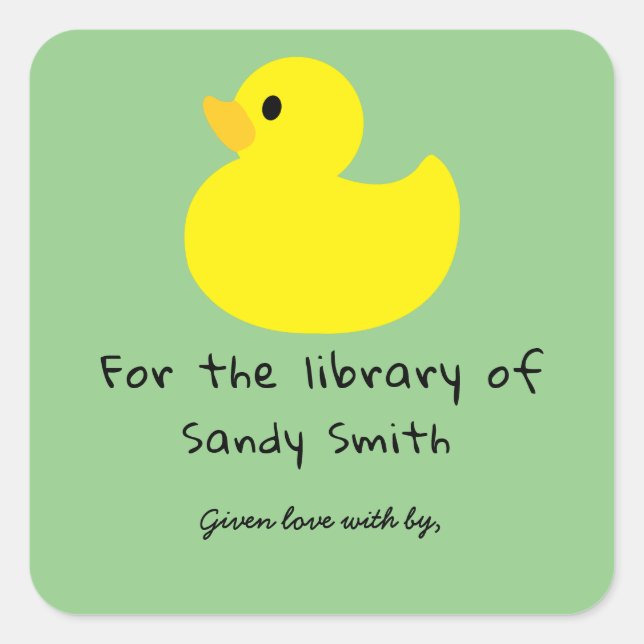 Sticker Carré Canard jaune - pour la bibliothèque de (Devant)