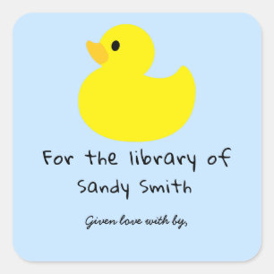 Sticker Carré Canard jaune - pour la bibliothèque de