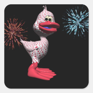Sticker Carré Canard Patriotique Étoile Mignonne