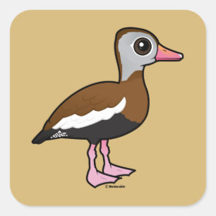 Sticker Carré Canard siffleur à ventre noir Birdorable