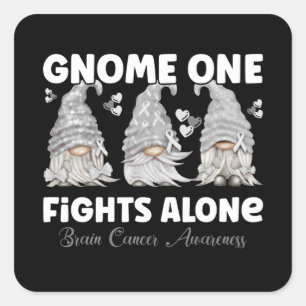 Sticker Carré Cancer du cerveau Gray Ribbon Gnome