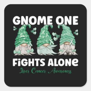 Sticker Carré Cancer du foie Émeraude Ruban Gnome