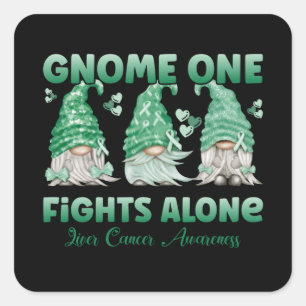 Sticker Carré Cancer du foie Émeraude Ruban Gnome