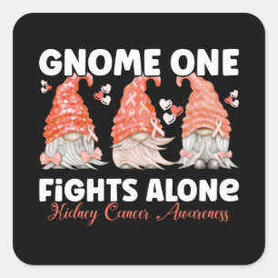 Sticker Carré Cancer du rein Orange Ribbon Gnome