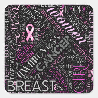 Sticker Carré Cancer du sein Sensibilisation Mot Cloud ID261