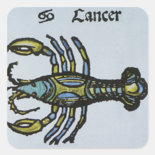 Sticker Carré Cancer le Crabe, Ancien Signe du Zodiaque