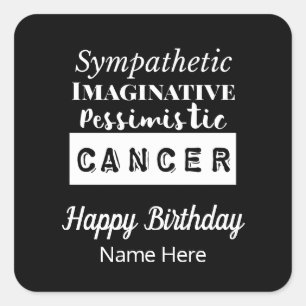 Sticker Carré Cancer Zodiac Caractéristiques amusantes Anniversa