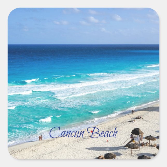 Sticker Carré Cancun Beach, Mexico (Devant)