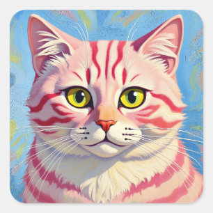 Sticker Carré « Candice » Une Mystique à rayures Cerise – Portra