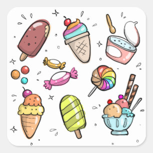 Sticker Carré Candy and ice Cream