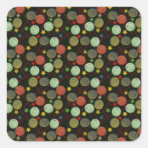Sticker Carré Candy pattern Lollies lollipop