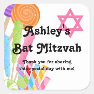 Sticker Carré Candy Thème Bat mitzvah Favoriser
