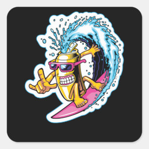Sticker Carré Canettes surf