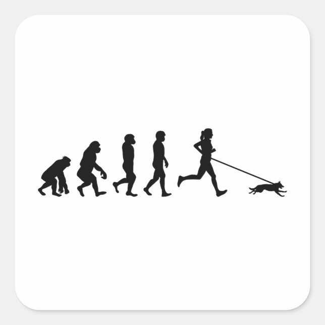 Sticker Carré Canicross Trail Runner Chien Sport Évolution (Devant)