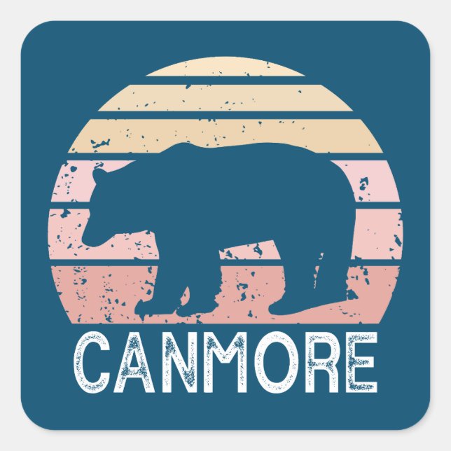 Sticker Carré Canmore Alberta Retro Bear (Devant)