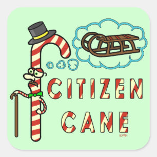 Sticker Carré Canne citoyen Canne de Noël drôle