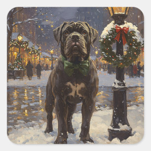 Sticker Carré Canne Corso Noël