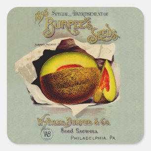 Sticker Carré Cantaloupe Semences Publicité Art Antique