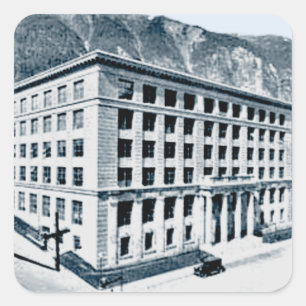 Sticker Carré Capitole de l'état de l'Alaska à Juneau Date 1930 