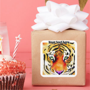 Sticker Carré Capturer la Majesté : Le Regard d'un Tigre