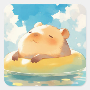 Sticker Carré Capybara Retraite pacifique