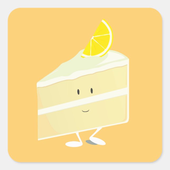 Sticker Carré Caractère de tranche de gâteau citron (Devant)
