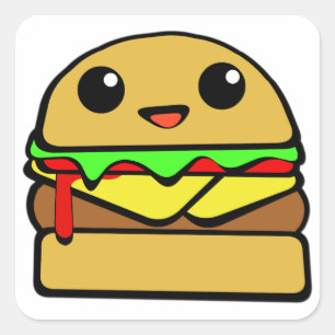 Sticker Carré Caractère d'hamburger