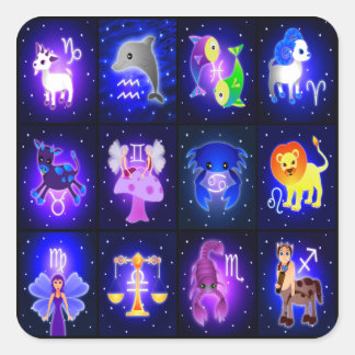 Sticker Carré Caractères Zodiac mignons