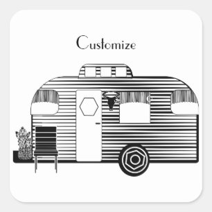 Sticker Carré Caravane Camper Traveller Thunder_Cove