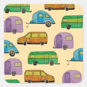 Sticker Carré Caravanes de camping